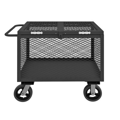 4 Sided Mesh Box Truck, 6" Mold-On Rubber Cstrs, Hinged Cover