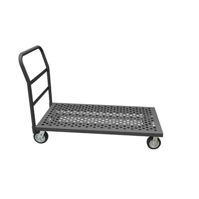 Perforated Platform Truck with 6" Mold-On Rubber Casters, Lips Down (2,000 lbs. capacity)