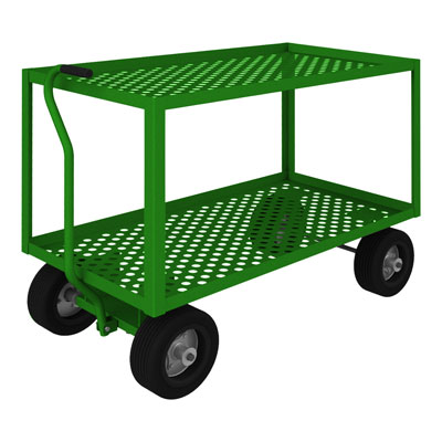 5th Wheel Perforated Garden Truck|2 Shelves, 10" Pneumatic Cstrs 