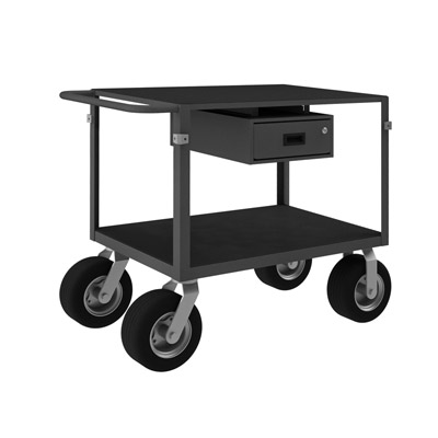 Instrument Cart w/ 10" Semi-Pneumatic Casters & Locking Drawer