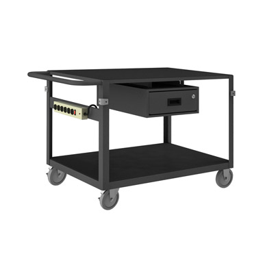 Instrument Cart w/ 5" Polyurethane Casters & Locking Drawer/Power Strip