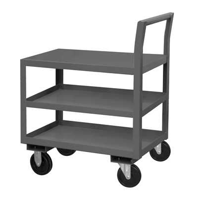 Low Deck Service Cart w/ 5" Polyolefin Casters & 3 Shelves