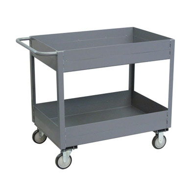 6" Deep Lipped Service Cart w/ 2 Shelves, 24" Wide