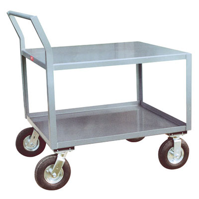 2 Shelf Offset Handle Low Profile Vibration Reduction Steel Cart, 24" Wide