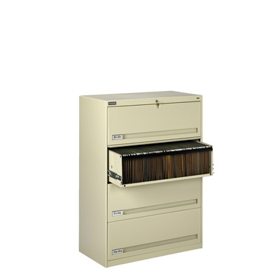 Four Drawer Lateral File w/ Retractable Doors - 42"W x 17-15/16"D x 51-1/4"H