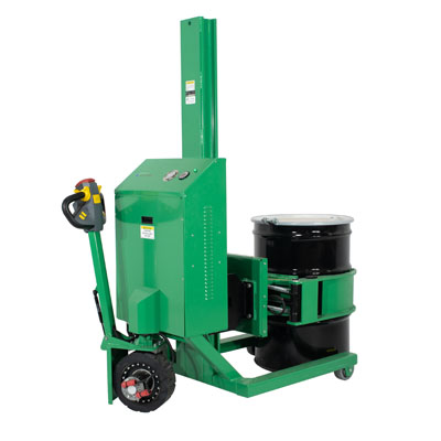 Drum Lift & Rotator - Fully Powered Lift/Rotate/Drive, Grip Connection, Straddle Base, 1000 lb. Capacity