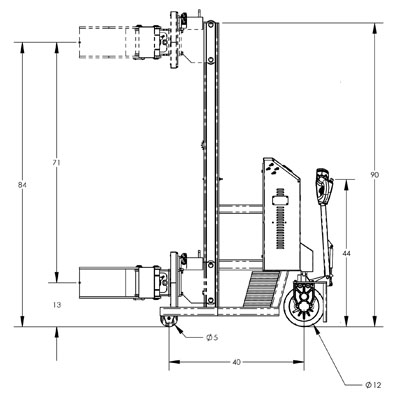 Drum Lift & Rotator - Fully Powered Lift/Rotate/Drive, Grip Connection, Counterweighted, 1000 lb. Capacity