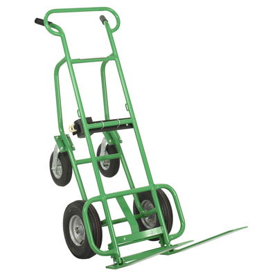 4-Wheel Deluxe Pallet Hand Truck, Extended Forks - Steel, 600 lb. Capacity, Spring-Loaded Pallet Forks