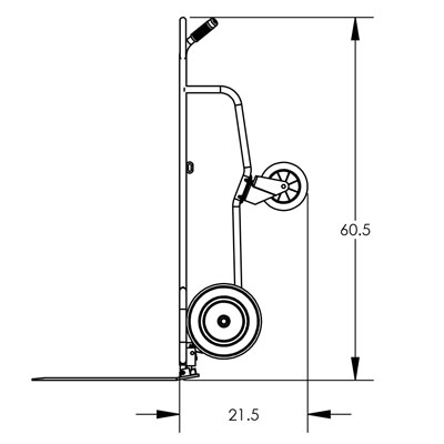 HVAC Hand Truck - Steel, (4) Pneumatic Wheels, 600 lb. Capacity, Red, Spring-Loaded Forks