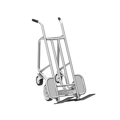 4-Wheel Pallet Hand Truck, Aluminum,  Spring-Loaded Pallet Forks