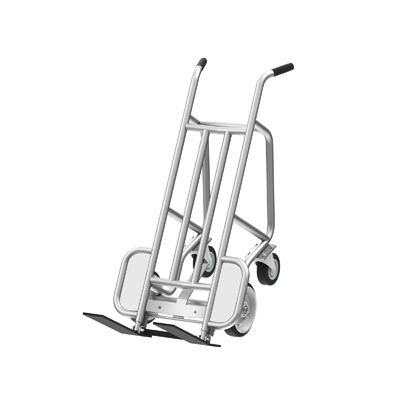 4-Wheel Pallet Hand Truck, Aluminum,  Spring-Loaded Pallet Forks