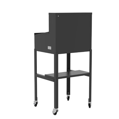 Industrial Mobile Shop Desk with Drawer, Open Base
