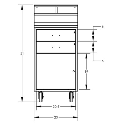 Industrial Mobile Shop Desk with Drawer, Closed Base