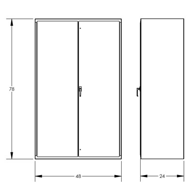 Pegboard Cabinet, 14ga Steel, 4 Shelves