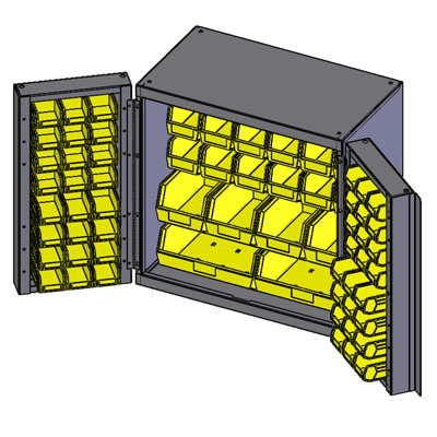 Half Height Bin Cabinet, 74 Bins