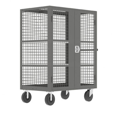 2-Shelf Security Cart, 2,000 lb. Capacity, Gray, Blue or Red