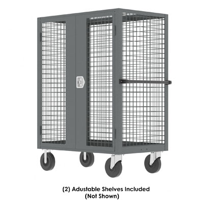 2-Shelf Security Cart, 2,000 lb. Capacity, Gray, Blue or Red