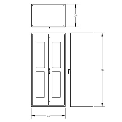 14 Gauge, Clear-View Cabinets, 36" Wide