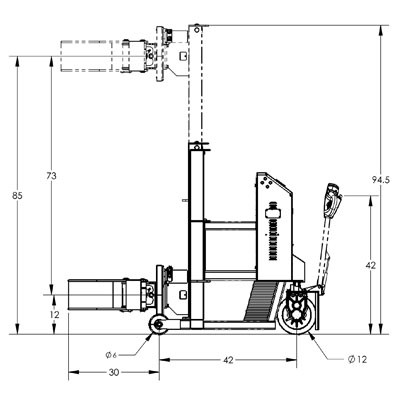 Deluxe Telescopic Fully Powered Drum Rotator & Lift