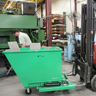 Forklift Attachment for Powered Self-Dumping System 