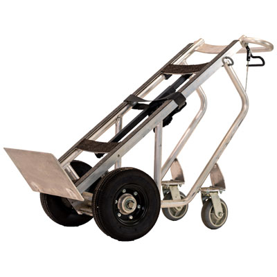 4-Wheel Deluxe Commercial Hand Truck, Spring-Loaded Frame - Aluminum