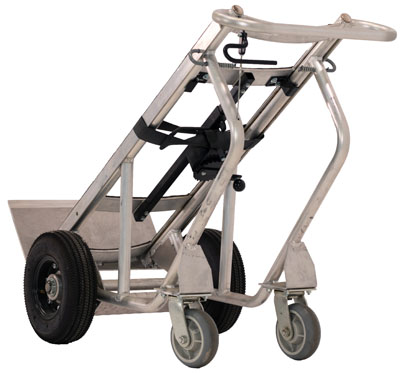 4-Wheel Deluxe Commercial Hand Truck, Spring-Loaded Frame - Aluminum
