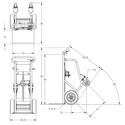 4-Wheel Deluxe Commercial Hand Truck, Spring-Loaded Frame - Aluminum