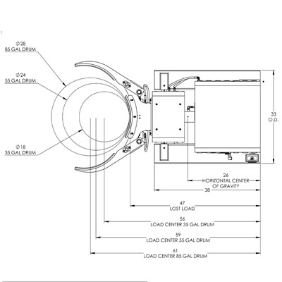 Drum Clamp & Tilt Powered Forklift Attachment, Versa Grip
