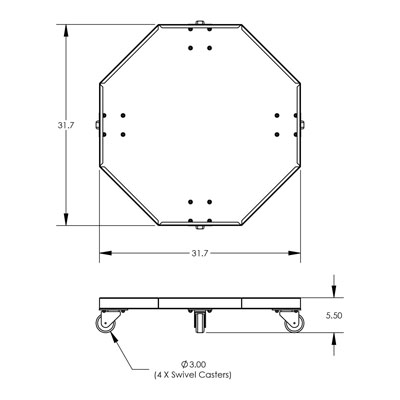 Universal Drum Dolly, Enclosed Steel Base, 1000 lb. Capacity