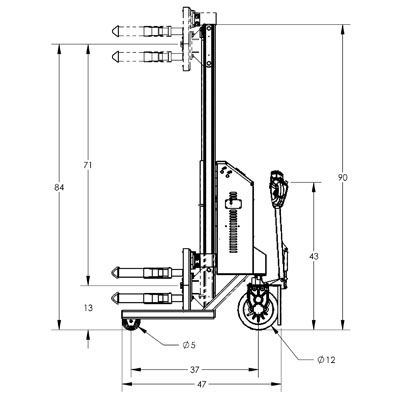 Drum Lift & Rotator - Fully Powered Lift/Rotate/Drive, Ratchet Straps