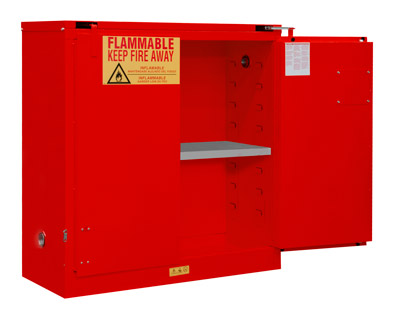 Flammable Storage Cabinet, Red, 2 Self Close Doors, 30 Gallons (114L)