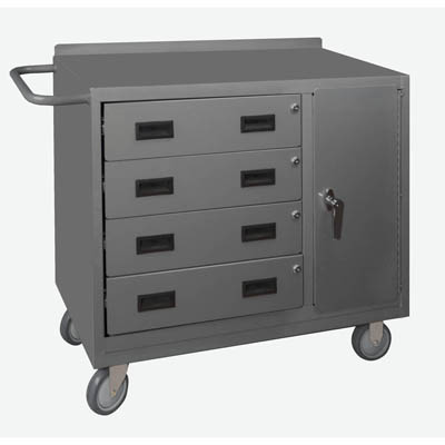 36" Wide Mobile Cabinet with 4 Drawers & Lockable Storage Compartment 