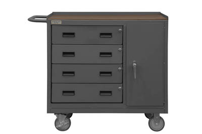 Mobile Bench Cabinet w/ Hard Board Top, 42" Wide