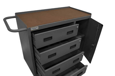 Mobile Bench Cabinet w/ Hard Board Top, 42" Wide