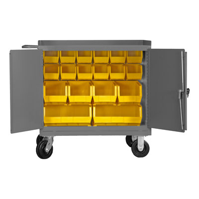 36" Wide Mobile Bench Cabinet - Empty, 1 Shelf or Bins 