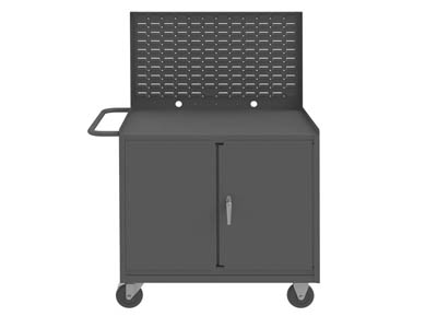 Mobile Workstation w/ 32 Bins and Cabinet, 42-3/8" Wide