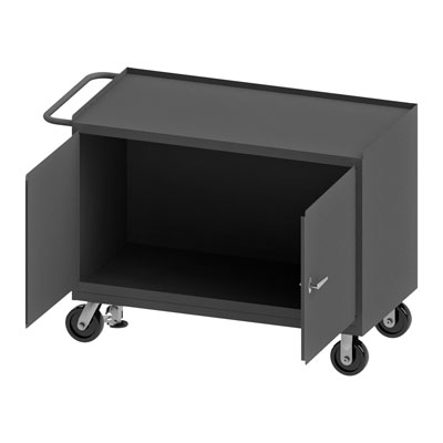 3411 Series, 48" Wide Mobile Bench Cabinet, Floor Lock Model, Empty|2 Doors 