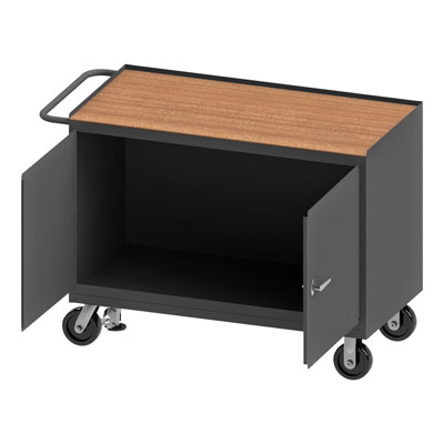 3411 Series, 48" Wide Mobile Bench Cabinet, Floor Lock Model, Empty|2 Doors 