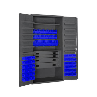 Flush Style Door, 36"W Cabinet with Drawers, Shelves, and Hook-On-Bins