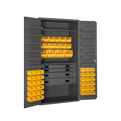 Flush Style Door, 36"W Cabinet with Drawers, Shelves, and Hook-On-Bins