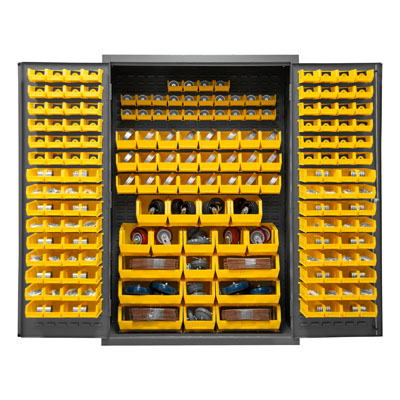 14 Gauge Cabinet with 186 Hook-On Bins - 48"W x 24"D x 72"H