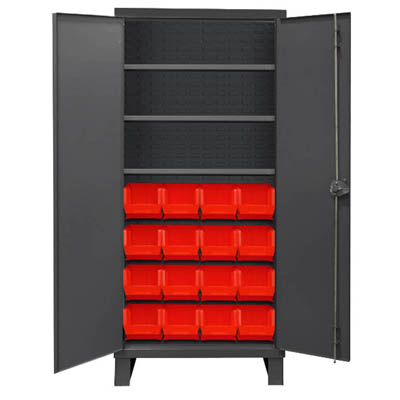 36" Wide Cabinet with 16 Bins, 3 Shelves, Recessed Door Style