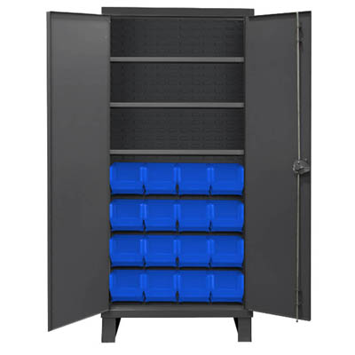 36" Wide Cabinet with 16 Bins, 3 Shelves, Recessed Door Style