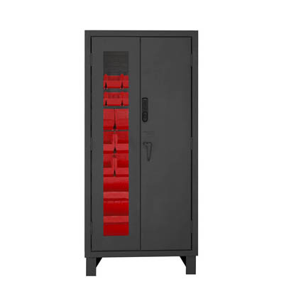 14 Gauge Electronic Access Cabinet with Hook-On-Bins, 36"W