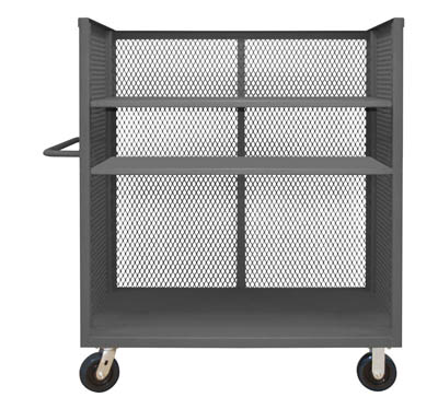 3 Sided Mesh Truck w/ 3 Fixed Shelves, 60" Wide