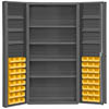 36' Wide Cabinet with 48 Bins, 4 Shelves & 6 Door Shelves, 4' Deep Box Door Style