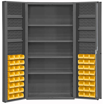 36" Wide Cabinet with 48 Bins, 4 Shelves & 6 Door Shelves, 4" Deep Box Door Style