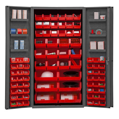36" Wide Cabinet with 78 Bins, 6 Door Shelves, 4" Deep Box Door Style