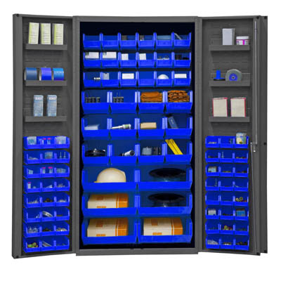 36" Wide Cabinet with 78 Bins, 6 Door Shelves, 4" Deep Box Door Style