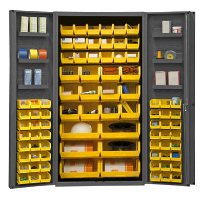 36" Wide Cabinet with 78 Bins, 6 Door Shelves, 4" Deep Box Door Style